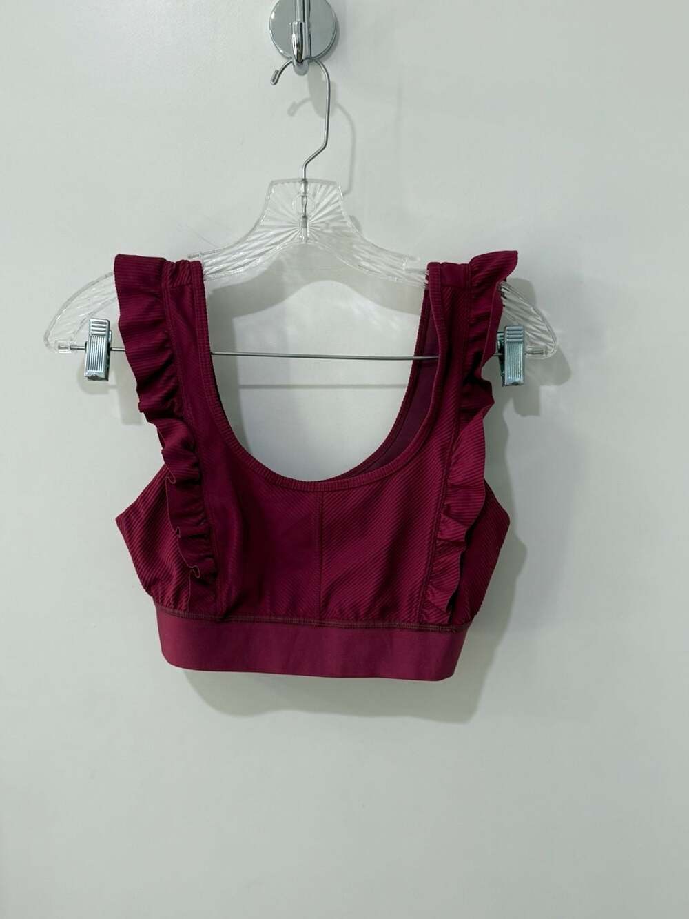 Free People Movement Ruffle Me Up Yoga Sports Bra Maroon Size M